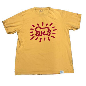 Keith Haring Y2K Uniqlo Art cotton t-shirt Yellow Large A003668